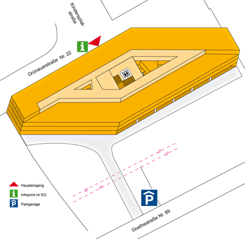 schematische Darstellung des Gebäudes der Unternehmensleitung